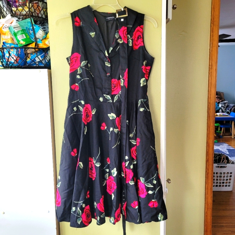 Black Dress with Roses